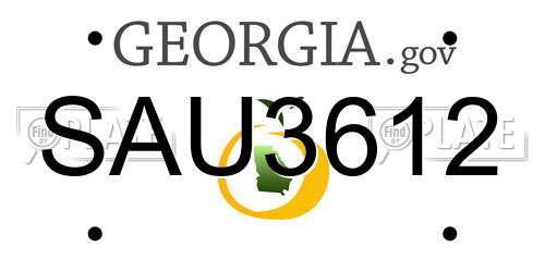 SAU3612 Georgia License Plate
