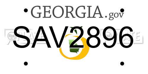 SAV2896 Georgia License Plate