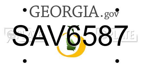 SAV6587 Georgia License Plate
