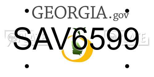 SAV6599 Georgia License Plate