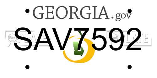 SAV7592 Georgia License Plate