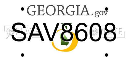 SAV8608 Georgia License Plate