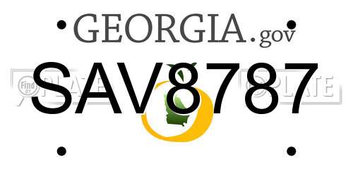 SAV8787 Georgia License Plate