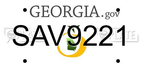SAV9221 Georgia License Plate