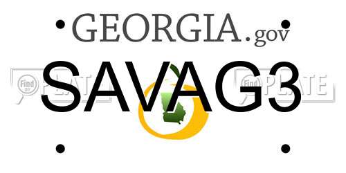 SAVAG3 Georgia License Plate