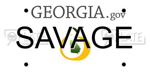 SAVAGE Georgia License Plate