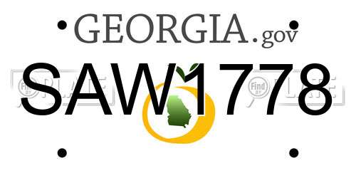 SAW1778 Georgia License Plate