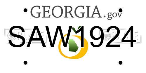 SAW1924 Georgia License Plate