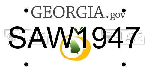 SAW1947 Georgia License Plate