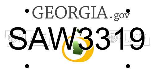 SAW3319 Georgia License Plate