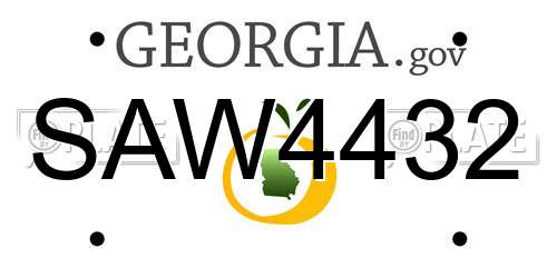 SAW4432 Georgia License Plate