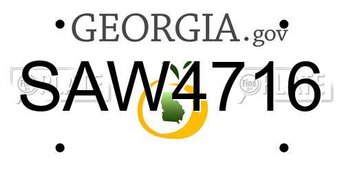 SAW4716 Georgia License Plate