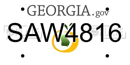 SAW4816 Georgia License Plate