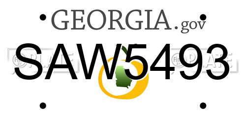 SAW5493 Georgia License Plate