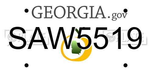 SAW5519 Georgia License Plate