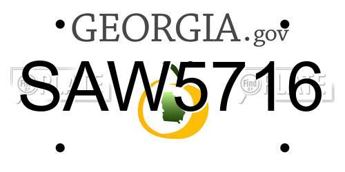 SAW5716 Georgia License Plate