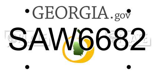 SAW6682 Georgia License Plate