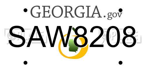 SAW8208 Georgia License Plate