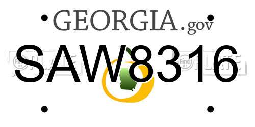 SAW8316 Georgia License Plate