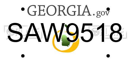 SAW9518 Georgia License Plate