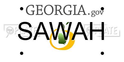 SAWAH Georgia License Plate