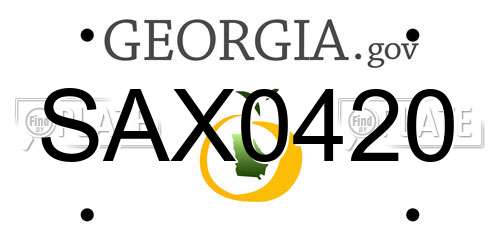 SAX0420 Georgia License Plate