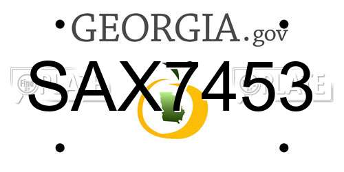 SAX7453 Georgia License Plate