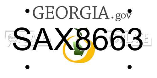 SAX8663 Georgia License Plate