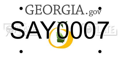 SAY0007 Georgia License Plate