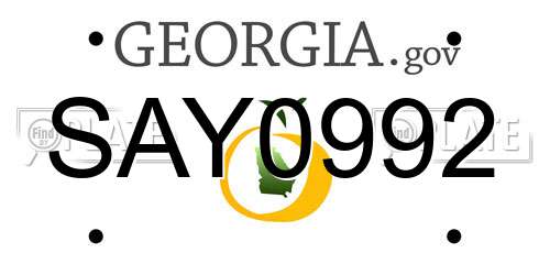 SAY0992 Georgia License Plate