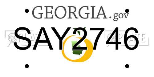 SAY2746 Georgia License Plate