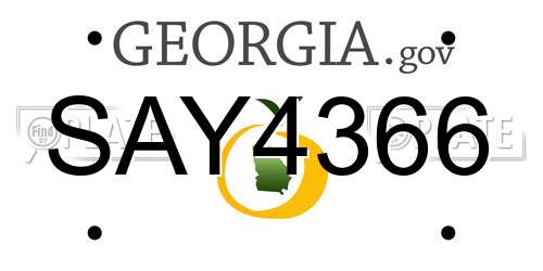 SAY4366 Georgia License Plate