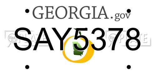 SAY5378 Georgia License Plate