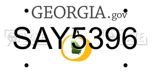 SAY5396 Georgia License Plate