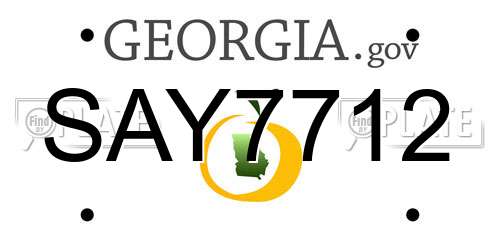 SAY7712 Georgia License Plate