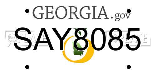SAY8085 Georgia License Plate