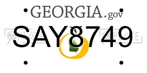 SAY8749 Georgia License Plate