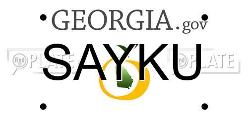 SAYKU Georgia License Plate