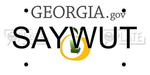 SAYWUT Georgia License Plate