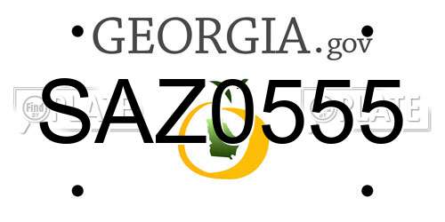 SAZ0555 Georgia License Plate