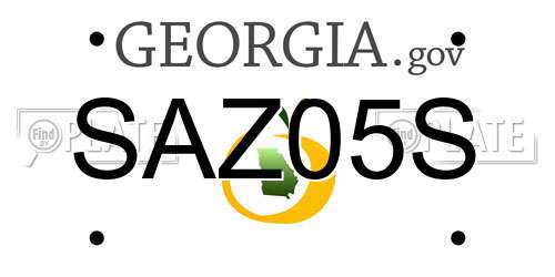 SAZ05S Georgia License Plate