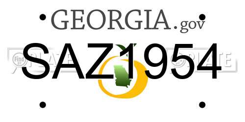 SAZ1954 Georgia License Plate