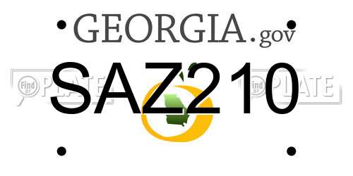 SAZ210 Georgia License Plate