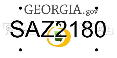 SAZ2180 Georgia License Plate