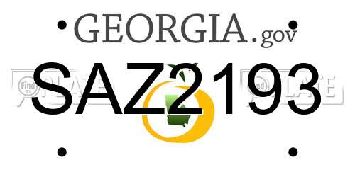SAZ2193 Georgia License Plate