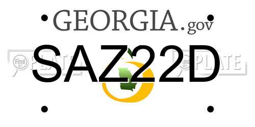 SAZ22D Georgia License Plate