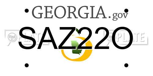 SAZ22O Georgia License Plate