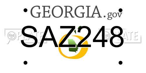 SAZ248 Georgia License Plate
