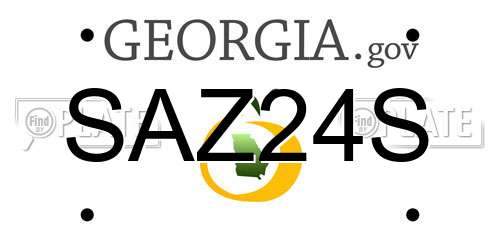 SAZ24S Georgia License Plate