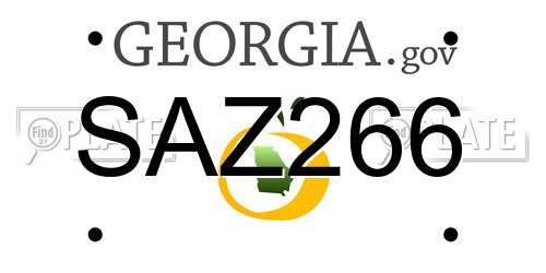 SAZ266 Georgia License Plate